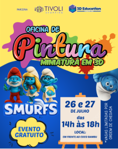 Tivoli promove oficina gratuita de pintura em miniaturas 3D com tema Smurfs