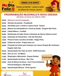 McDia Feliz mobiliza Nova Odessa com solidariedade e luta contra câncer infantil