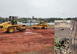 Obras de abertura da Avenida Americana avançam com execução de guias e tatu fugindo
