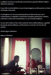 Morre Valentino Garavani aos 93 anos