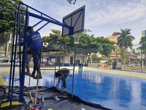 Iniciada a pintura da nova quadra de basquete 3x3 do CCL de Americana