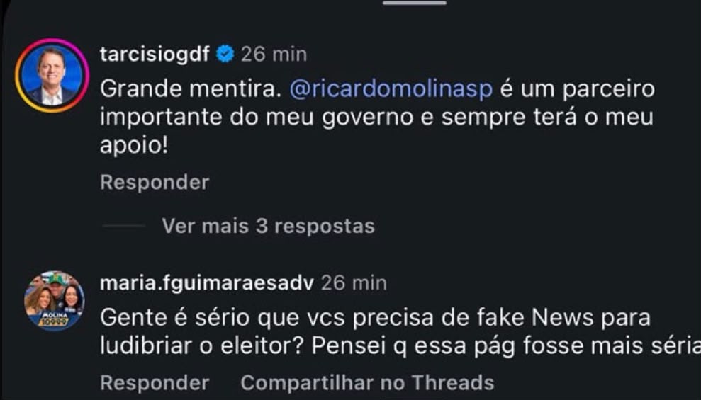 Tarcísio desmente fakenews de abandono a Molina