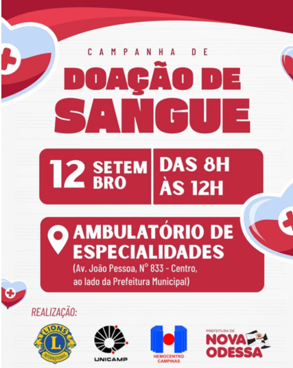 Lions de Nova Odessa realiza nova Campanha de Doação de Sangue